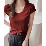 ワインレッド | UネックTシャツ レディース 半袖 夏服 | Miniministore
