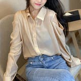 ベージュ | シアー シャツブラウス レディース 長袖 | Miniministore