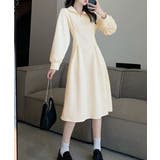アイボリー | ハーフジップワンピース長袖ウエストタック | SUNSHINE CLOSET