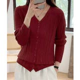 ワインレッド | 針抜きニットカーディガンレディース 長袖 | Miniministore