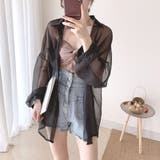 ブラック | シアーシャツブラウス カーディガン 夏 | Miniministore