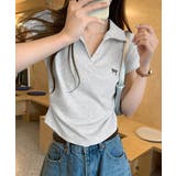 ライトグレー | Vネックポロシャツ レディースTシャツ夏 | ANGELCLOSET