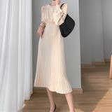 アイボリー | リブニットワンピース 韓国風レディース | Miniministore