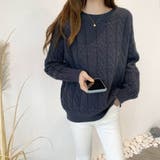 ネイビー | ケーブル編みニット セーター レディース | Miniministore