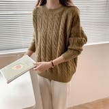 うぐいすちゃ色 | ケーブル編みニット セーター レディース | Miniministore