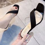 ブラック | クリアサンダル スクエアトゥ ミュール 夏 | Miniministore