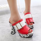 レッド | 厚底 ミュールサンダル チャンキーヒール | Miniministore