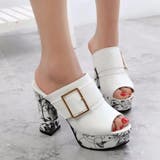 ホワイト | 厚底 ミュールサンダル チャンキーヒール | Miniministore
