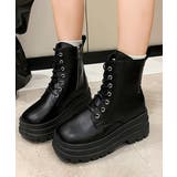 ブラック | ショートブーツ厚底 ワークブーツ美脚脚長 | Miniministore