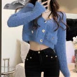 ブルー | フェザーヤーンカーディガン ニットカーデ | Miniministore