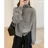 ライトグレー | くるみボタンハイネックニットカーディガン | SUNSHINE CLOSET