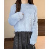 ブルー | ショート丈 シャギーニットトップス韓国風 | SUNSHINE CLOSET