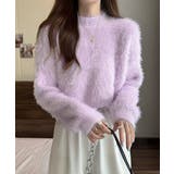 ライトパープル | ショート丈 シャギーニットトップス韓国風 | SUNSHINE CLOSET