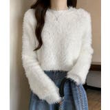 ホワイト | ショート丈 シャギーニットトップス韓国風 | SUNSHINE CLOSET