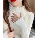 ホワイト | メロウフリル ニットトップス レディース | Miniministore