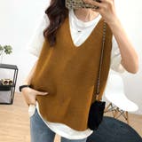 キャメル | リブニットベスト レディース vネック | SUNSHINE CLOSET