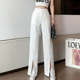 オフホワイト | フロントスリット ワイドパンツ オフィス | Miniministore