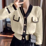 アイボリー | ニットカーディガン 配色 レディース | Miniministore