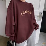 ワインレッド | スウェット 裏起毛 英字ロゴ トレーナー | Miniministore