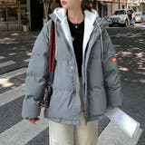 ブルーグレー | フーデッド エコダウンジャケット重ね着風 | Miniministore