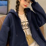 ネイビー | 裏起毛 スウェットパーカー レディース | Miniministore