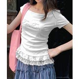 ホワイト | オフショルTロゴtシャツ肩リボントップス | Miniministore