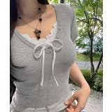 グレー | レディース ヘンリーネック 半袖トップスショート丈 | SUNSHINE CLOSET
