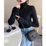 ブラック | ハイネックニットトップス 長袖ニットソー | Miniministore