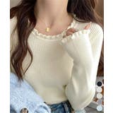 フリル リブニットトップス クルーネック | Miniministore | 詳細画像1 