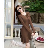 プリーツ裾 長袖リブニットワンピース上品 | Miniministore | 詳細画像13 