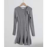 プリーツ裾 長袖リブニットワンピース上品 | Miniministore | 詳細画像21 