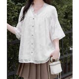 Vネックフリルブラウス 花柄刺しゅう夏服 | Miniministore | 詳細画像12