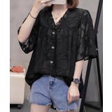 Vネックフリルブラウス 花柄刺しゅう夏服 | Miniministore | 詳細画像5