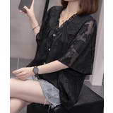 Vネックフリルブラウス 花柄刺しゅう夏服 | Miniministore | 詳細画像7