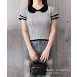 フリル袖サマーニット ポロブラウス配色襟 | Miniministore | 詳細画像20