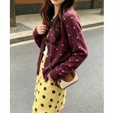 ドット柄クルーネックニットカーディガン秋 | Miniministore | 詳細画像5