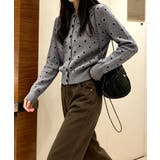 ドット柄クルーネックニットカーディガン秋 | Miniministore | 詳細画像8