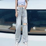 ダメージ デニムパンツ ハイウエスト韓国 | Miniministore | 詳細画像2 