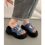 ダブルバックルサンダルデニム厚底サンダル | Miniministore | 詳細画像5 