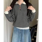 ハーフジップニットポロ ボーダートップス | Miniministore | 詳細画像19 