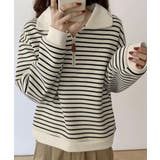 ハーフジップニットポロ ボーダートップス | Miniministore | 詳細画像4 