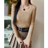 Uネックリブトップススクエアネックニット | Miniministore | 詳細画像14 