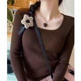 Uネックリブトップススクエアネックニット | Miniministore | 詳細画像21 