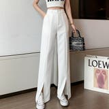 フロントスリット ワイドパンツ オフィス | Miniministore | 詳細画像8 