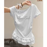 オフショルTロゴtシャツ肩リボントップス | Miniministore | 詳細画像21
