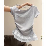 オフショルTロゴtシャツ肩リボントップス | Miniministore | 詳細画像22