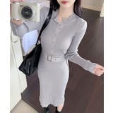 リブニットタイトワンピースウエストベルト | Miniministore | 詳細画像16 