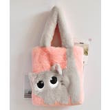 サーモンピンク | ファートートバッグ ふわふわ 猫柄鞄秋冬 | Miniministore