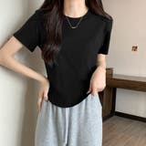 ブラック | 無地 Tシャツ クルーネック レディース | ANGELCLOSET