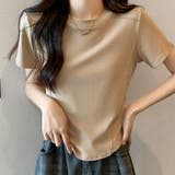ダークベージュ | 無地 Tシャツ クルーネック レディース | ANGELCLOSET